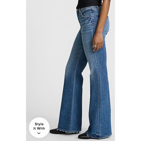 Express High Waisted Hyper Sculpt '70s Flare Jeans 10R - Picture 4 of 8
